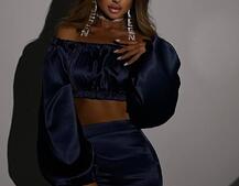 Атласний комплект, декорований стразами Ручна робота, прикраса пришита  | PUSHKA SHOP