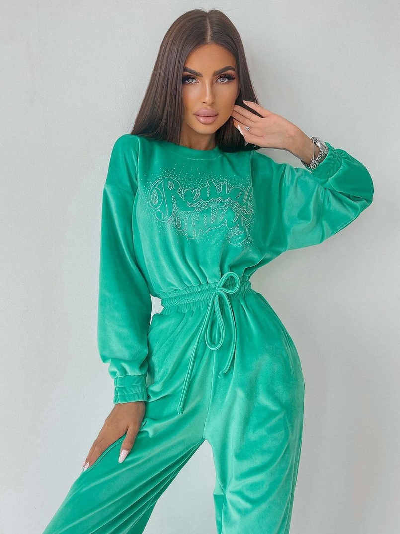 Плюшевый комбинезон, декорированный стразами  | PUSHKA SHOP