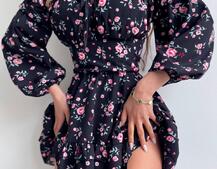 Квіткова сукня з воланами та шнуровкою по спинці Квіткова сукня з воланами та шнуровкою по спинці | PUSHKA SHOP