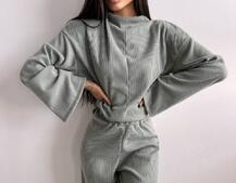 Повсякденний костюм із теплого трикотажу-рубчика | PUSHKA SHOP