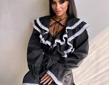 Котонова сукня декорована мереживом Котонова сукня декорована мереживом | PUSHKA SHOP