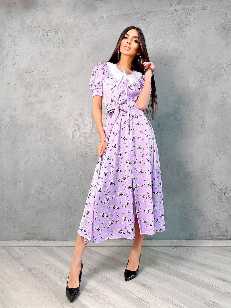 Шелковое платье со съёмным воротничком  | PUSHKA SHOP