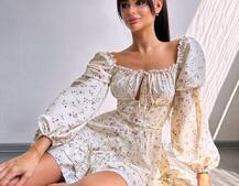 Сукня з квітковим принтом з воланами на ґудзиках  | PUSHKA SHOP