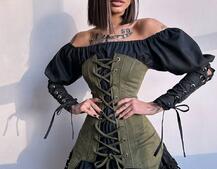 Комплект: сукня декорована мереживом + корсет Комплект: сукня декорована мереживом + корсет | PUSHKA SHOP