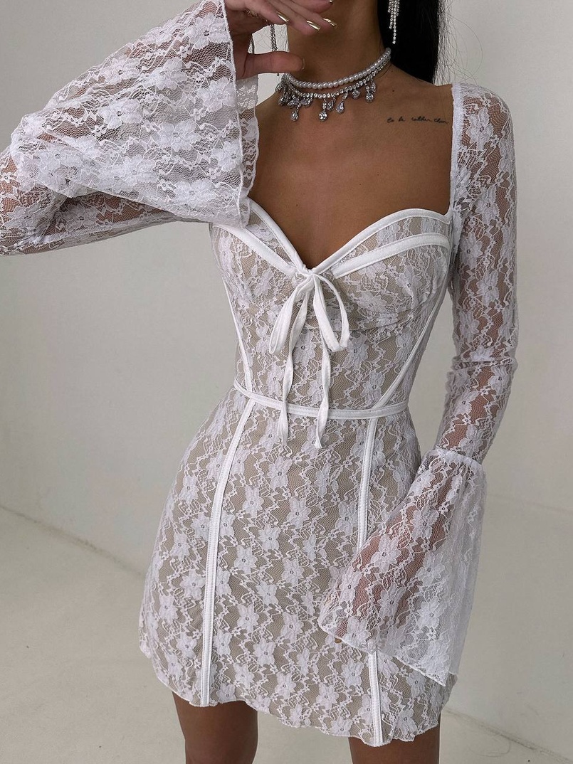 Мереживна сукня міні з чашечками    | PUSHKA SHOP