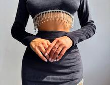 Оксамитовий комплект, декорований бахромою зі страз | PUSHKA SHOP