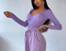 Комплект: боди с чашечками + трикотажные джоггеры  | PUSHKA SHOP