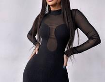 Трикотажна сукня з вставками сітки | PUSHKA SHOP