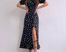 Квіткова сукня з воланами та шнуровкою на ніжці | PUSHKA SHOP
