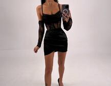 Комплект: корсет, декорований мереживом   + рукавички+ спідниця міні з драпіруванням   | PUSHKA SHOP