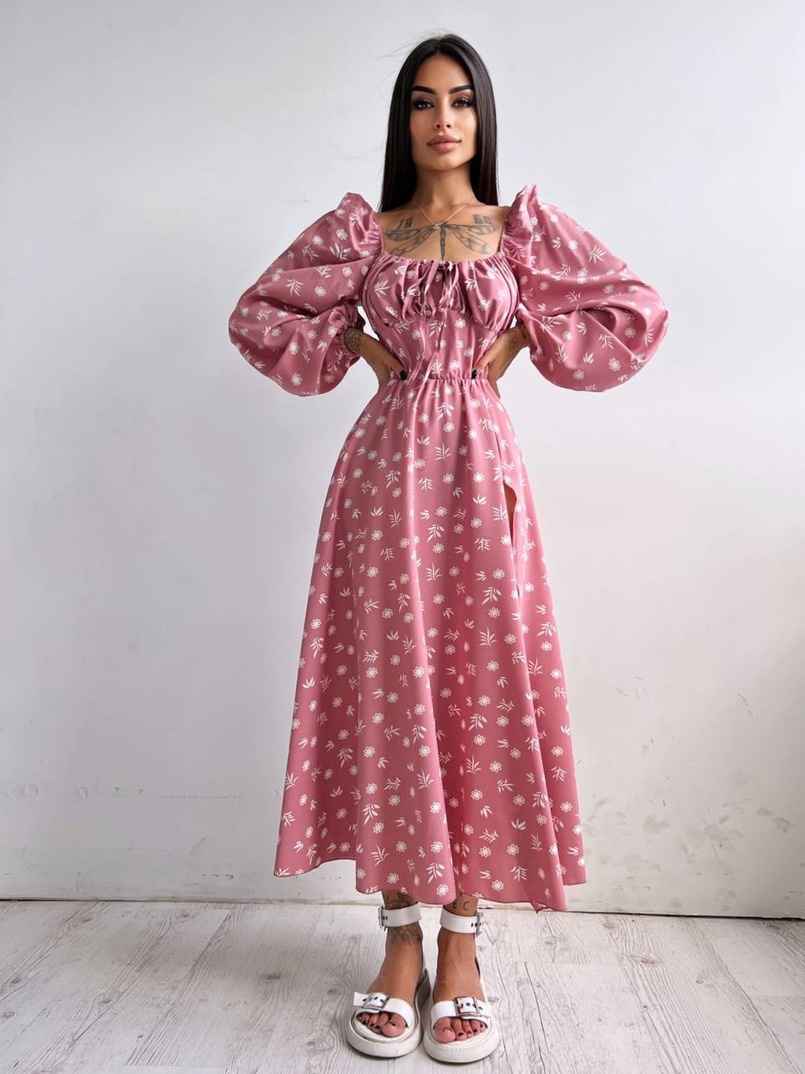 Сукня міді з розрізом на спідниці Сукня міді з розрізом на спідниці | PUSHKA SHOP