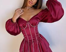 Комплект: сукня з подвійною спідницею + корсет, декорований стразами    | PUSHKA SHOP