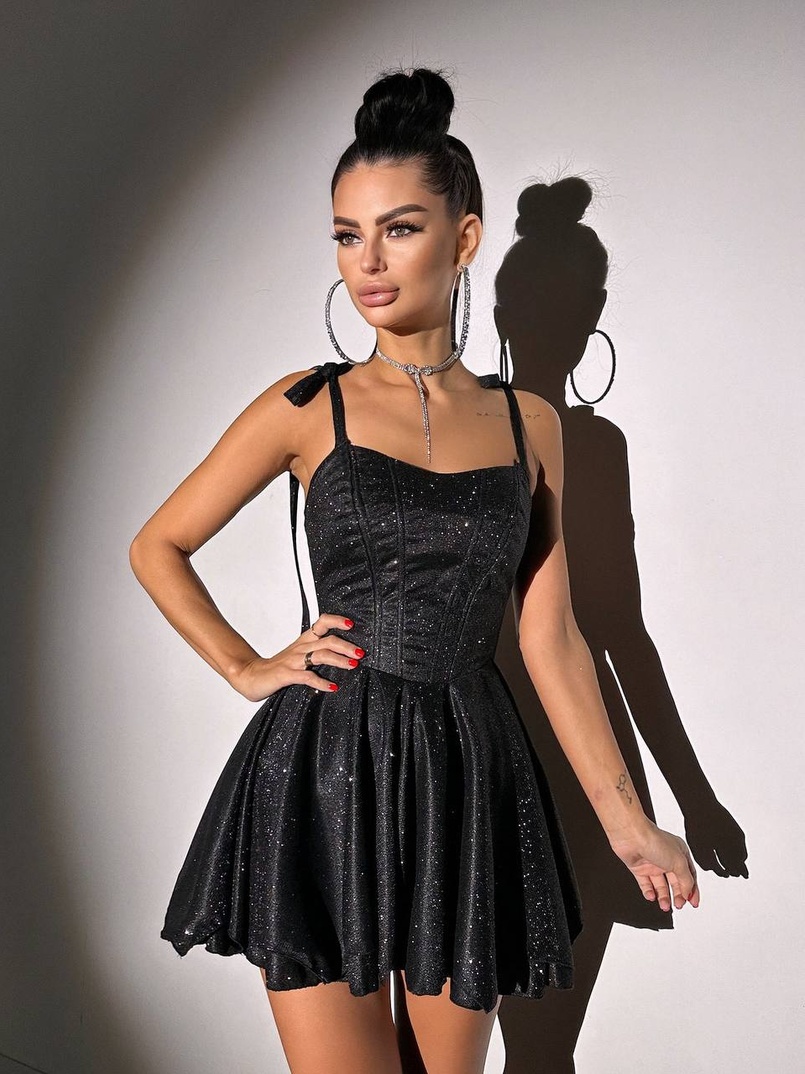 Блискуча корсетна сукня з пишною подвійною спідницею | PUSHKA SHOP