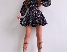 Квіткова сукня з воланами та шнуровкою по спинці Квіткова сукня з воланами та шнуровкою по спинці | PUSHKA SHOP