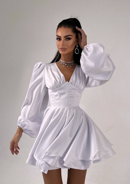 Атласна корсетна сукня  з пишною подвійною спідницею  | PUSHKA SHOP