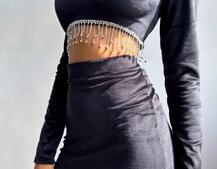 Оксамитовий комплект, декорований бахромою зі страз | PUSHKA SHOP