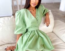 Воздушное коттоновое платье с пышной юбкой и объемными рукавами Воздушное коттоновое платье с пышной юбкой и объемными рукавами | PUSHKA SHOP