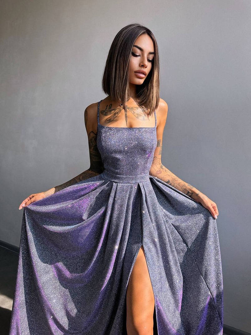 Сяюча сукня максі  зі шнурівкою на спинці | PUSHKA SHOP