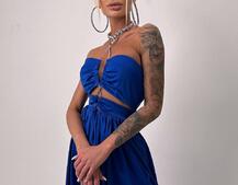 Атласна сукня максі із шнуром зі стразами Атласна сукня максі із шнуром зі стразами | PUSHKA SHOP