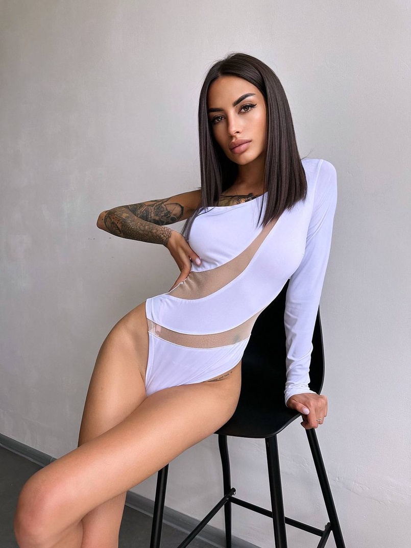 Боді на одне плече із вставками сітки | PUSHKA SHOP