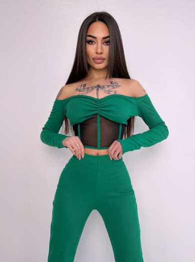 Комплект : штани кльош і топ з елементами корсету  | PUSHKA SHOP