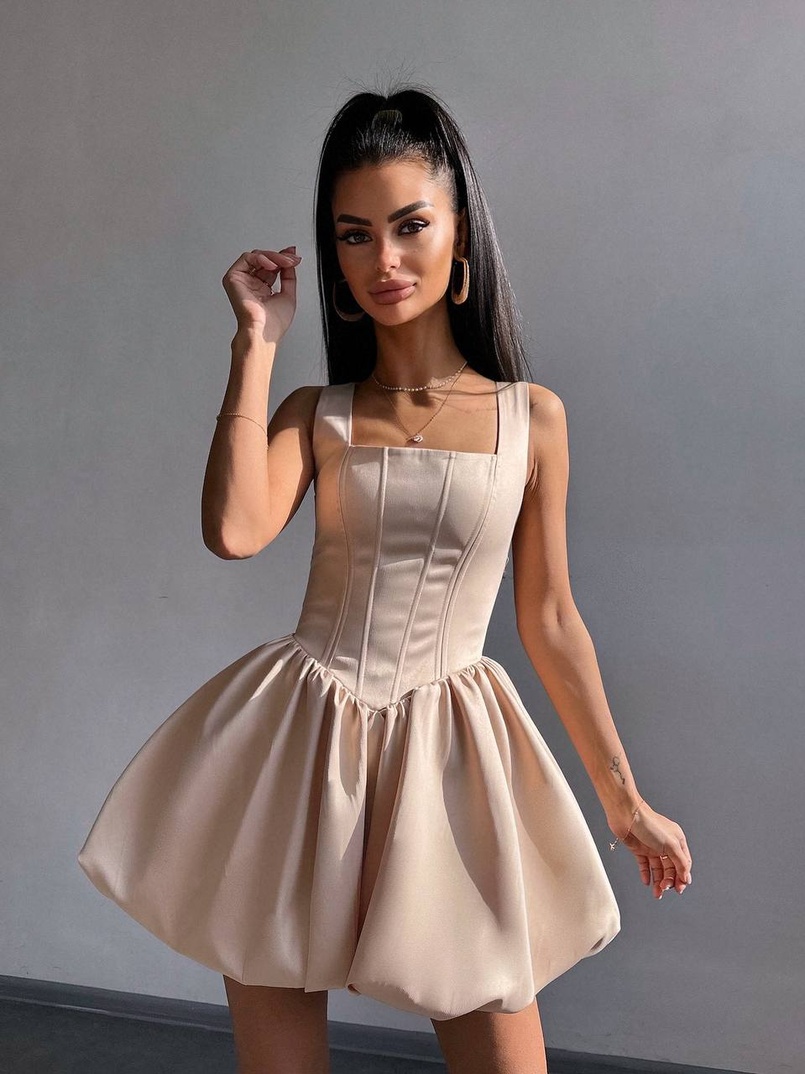 Атласна корсетна сукня міні  | PUSHKA SHOP