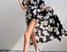 Сукня міді  із запахом та об'ємними рукавами | PUSHKA SHOP