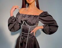 Приталена сукня з шовку  + корсет декорований стразами  Ручна робота  Приталена сукня з шовку  + корсет декорований стразами  Ручна робота  | PUSHKA SHOP