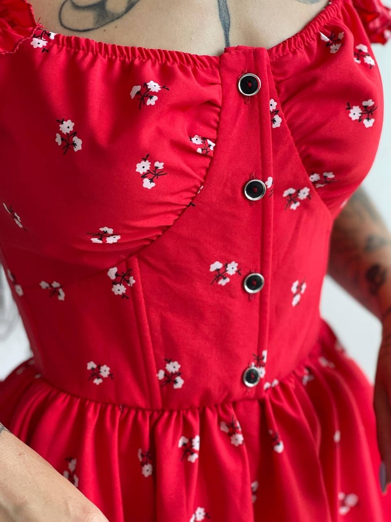 Платье с корсетным верхом и оборками на юбочке Платье с корсетным верхом и оборками на юбочке | PUSHKA SHOP