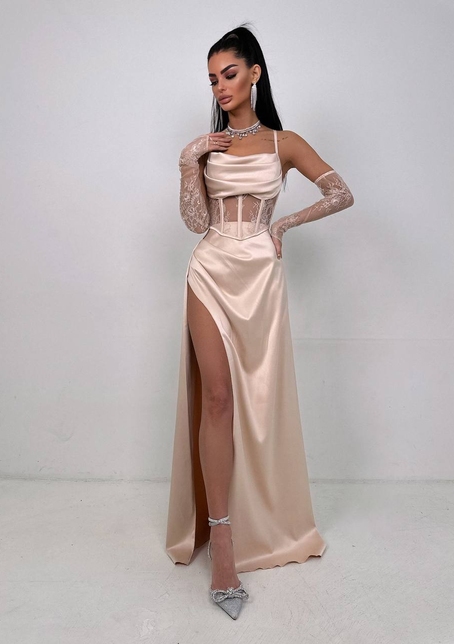 Комплект: корсет+ рукавички + спідниця максі | PUSHKA SHOP