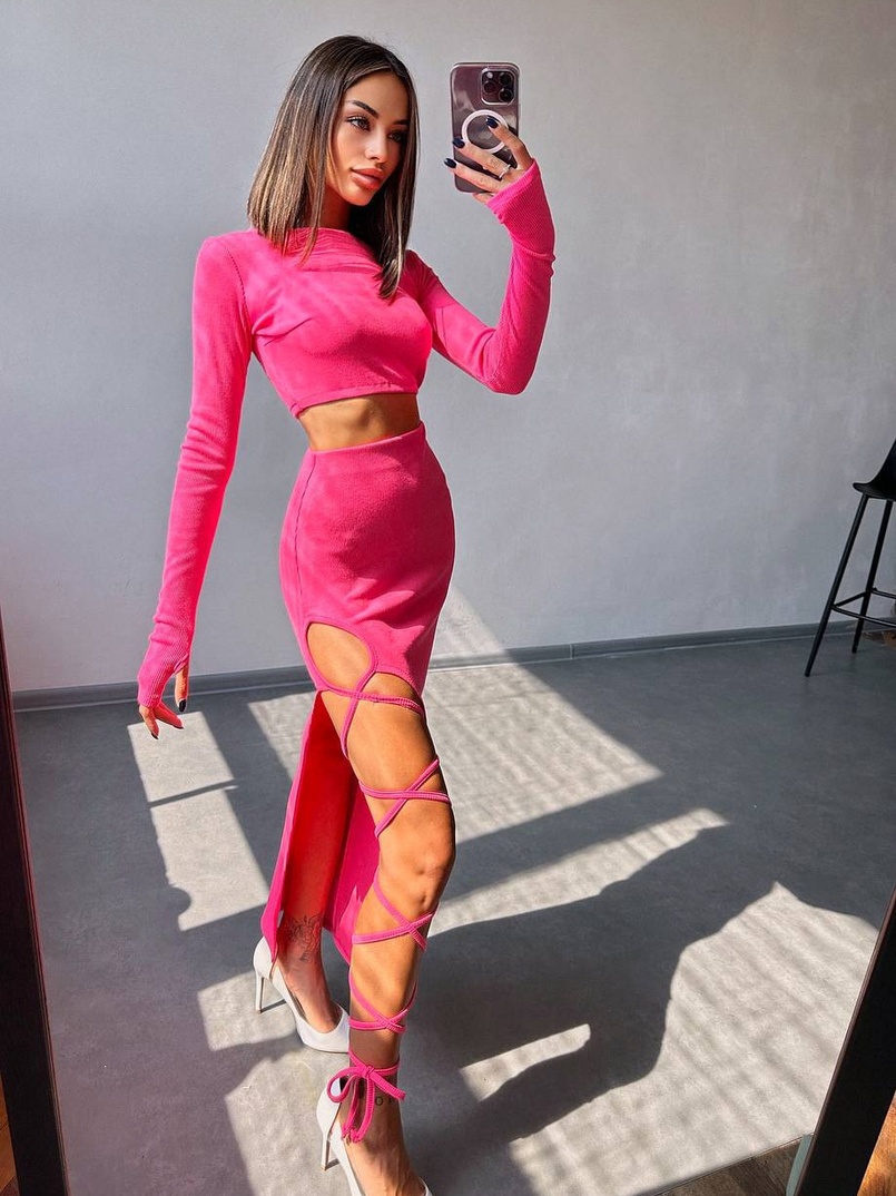 Комплект: топ + спідниця із зав‘язками на ніжку  | PUSHKA SHOP