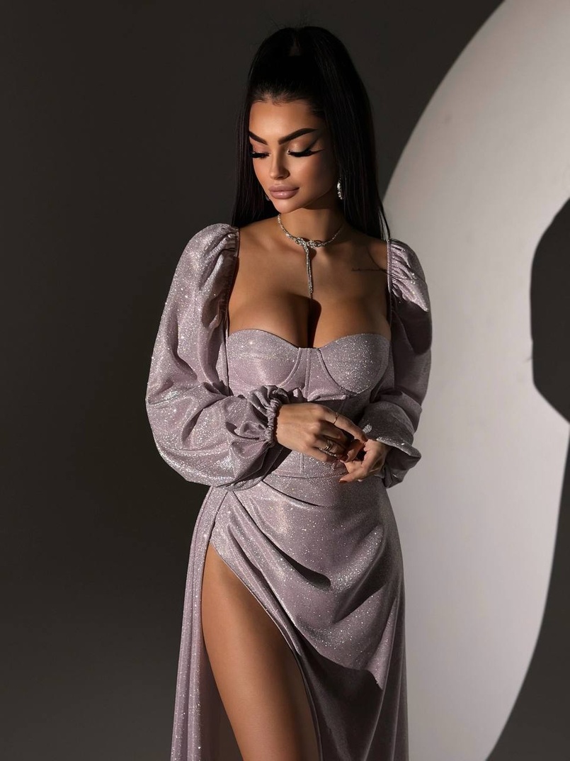 Сяючий комплект: корсет  + спідниця  максі з драпіруванням | PUSHKA SHOP