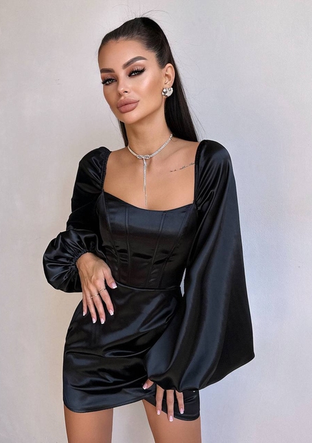 Атласний  комплект: корсет + спідниця з драпіруванням | PUSHKA SHOP