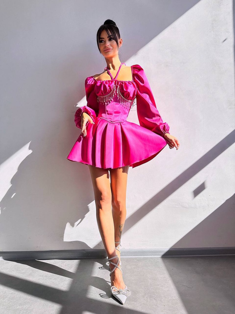 Сукня з корсетом, декорованим бахромою зі страз Ручна робота Сукня з корсетом, декорованим бахромою зі страз Ручна робота | PUSHKA SHOP