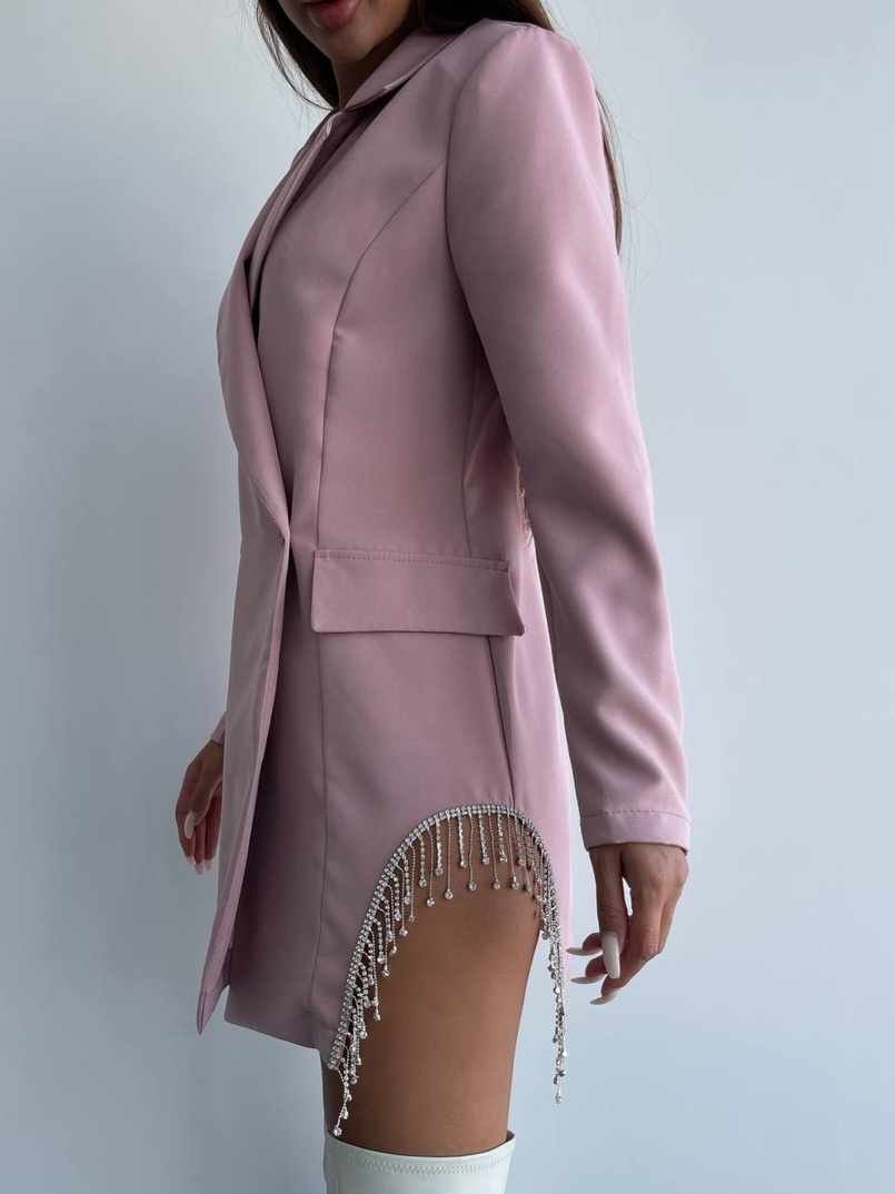 Приталена сукня-піджак, декорована бахромою зі страз | PUSHKA SHOP