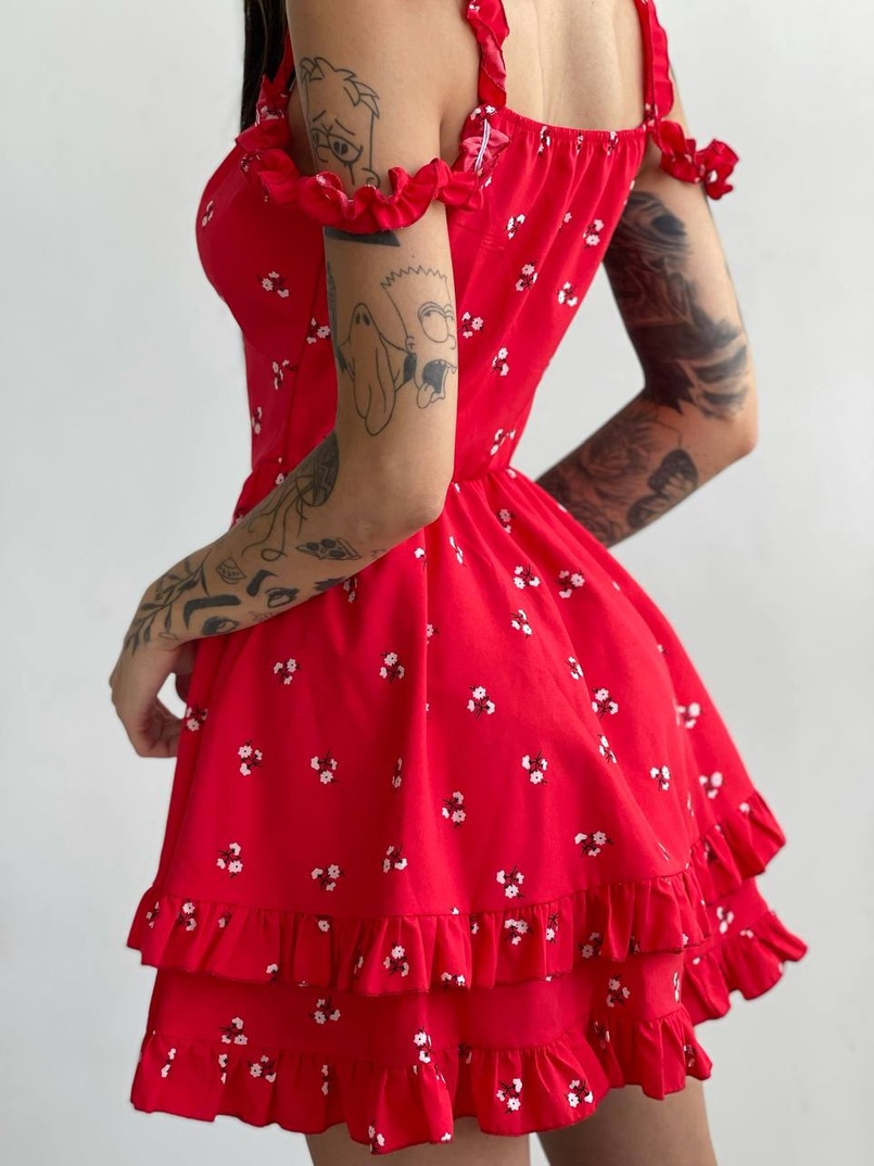 Платье с корсетным верхом и оборками на юбочке Платье с корсетным верхом и оборками на юбочке | PUSHKA SHOP