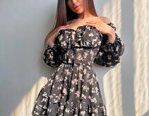 Квіткова сукня з воланами та шнуровкою по спинці | PUSHKA SHOP