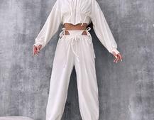 Велюровий комплект: кофта з корсетними елементами + джогери з імітацією трусиків Велюровий комплект: кофта з корсетними елементами + джогери з імітацією трусиків | PUSHKA SHOP