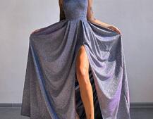 Сяюча сукня максі  зі шнурівкою на спинці | PUSHKA SHOP