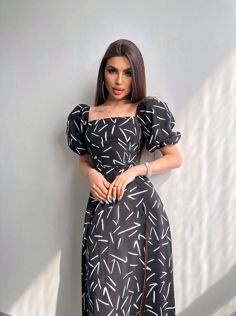 Сукня -міді зі шнурівкою на спинці та розрізом на ніжці | PUSHKA SHOP