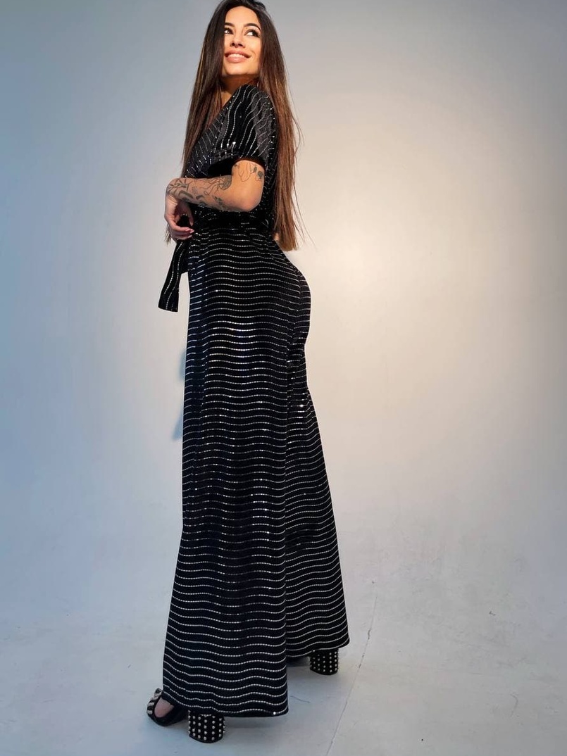 Бархатный комбинезон с голографическими блестками  | PUSHKA SHOP