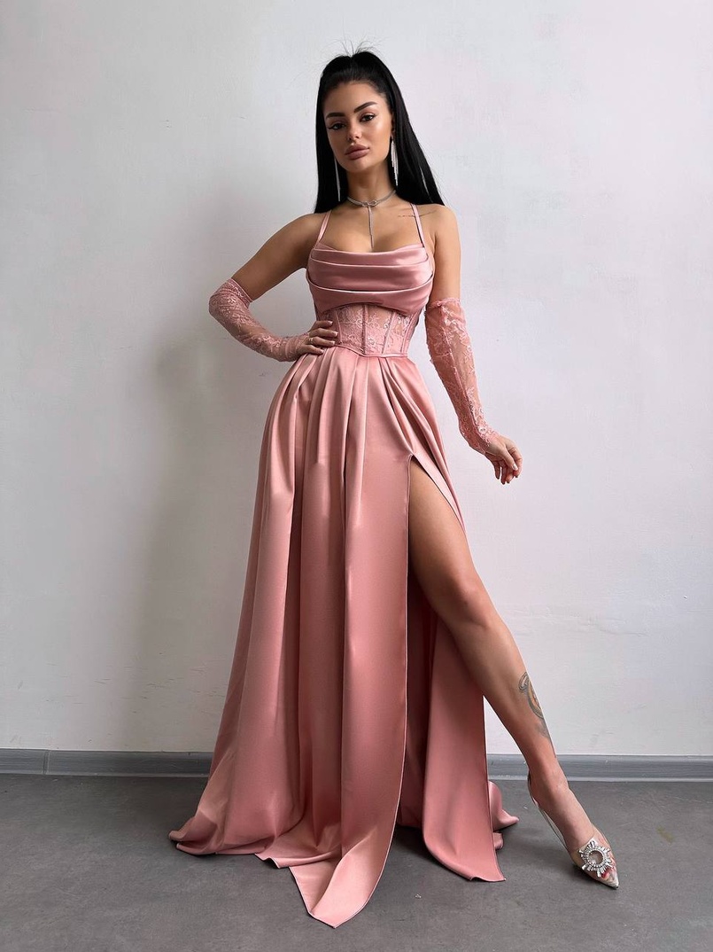 Атласний комплект: корсет + спідниця максі  | PUSHKA SHOP