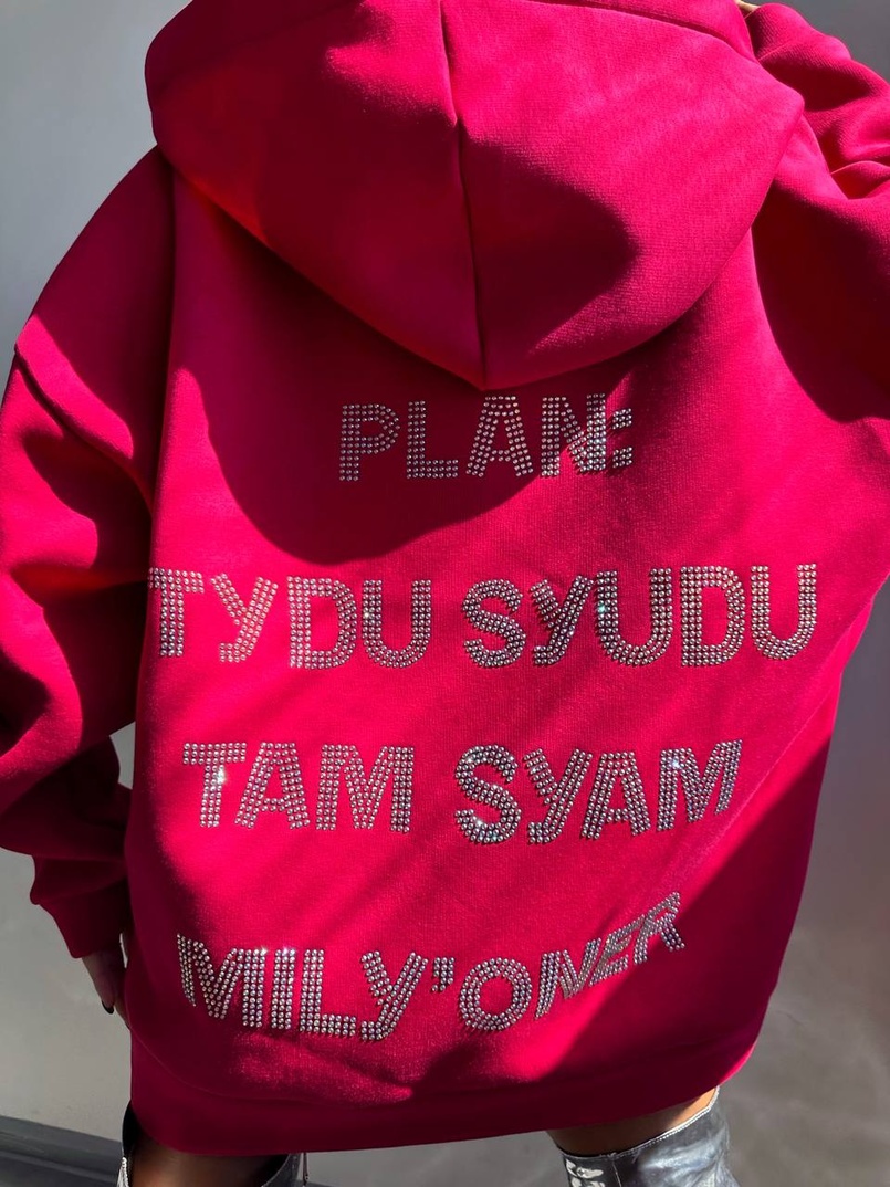 Трендове худі over size із сяючими стразами  | PUSHKA SHOP