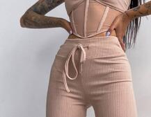 Трикотажный комплект: корсетный топ на косточках + леггинсы | PUSHKA SHOP