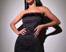 Сукня міні із сітки зі страз | PUSHKA SHOP