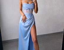 Комплект: корсет, декорований стразами + спідниця максі з драпіруванням Комплект: корсет, декорований стразами + спідниця максі з драпіруванням | PUSHKA SHOP