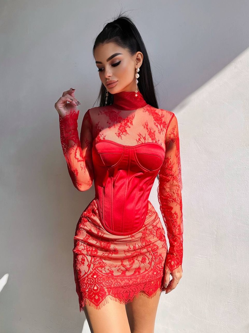 Комплект: мереживна сукня міні + корсет  | PUSHKA SHOP