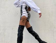 Приталена сорочка + спідниця зі шнурівкою  Приталена сорочка + спідниця зі шнурівкою  | PUSHKA SHOP