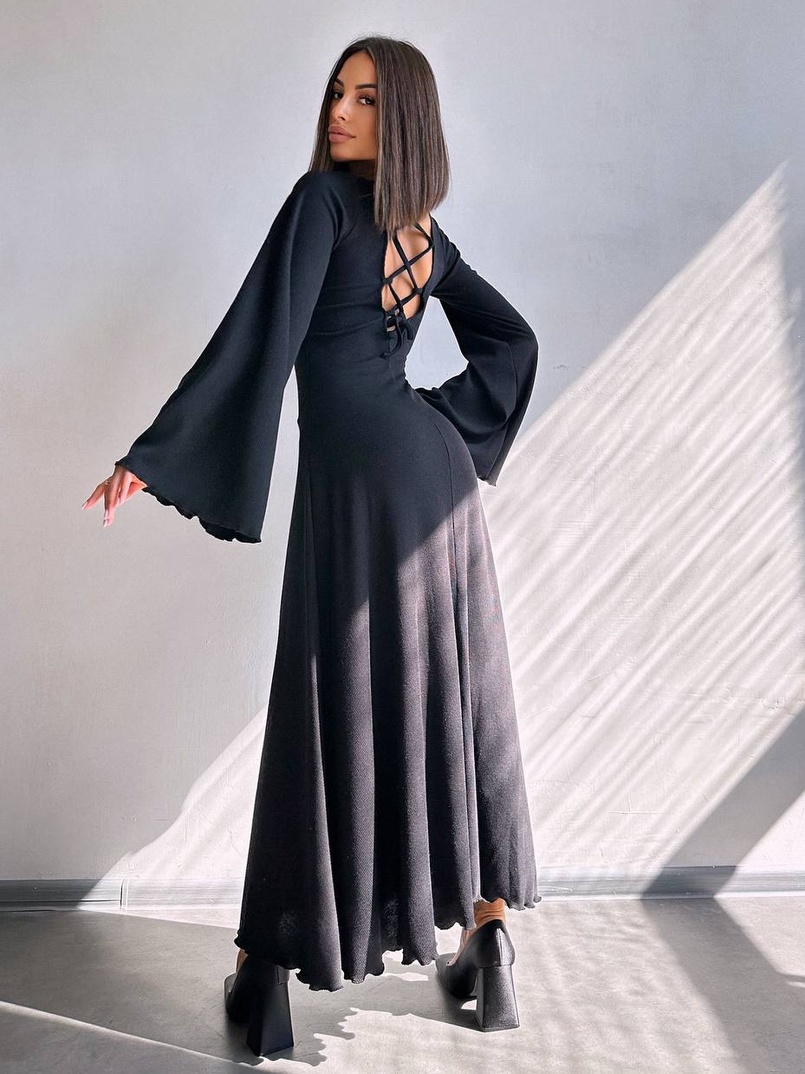 Трикотажна сукня зі шнурівкою на спинці    | PUSHKA SHOP