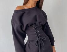 Худи на флисе + корсет на шнуровке  | PUSHKA SHOP